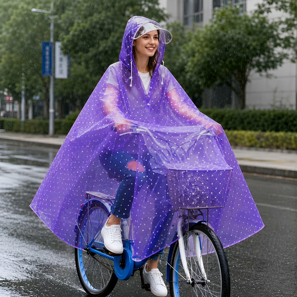 TEMU Imperméable d'extérieur portable pour femmes, cape de vélo surdimensionnée et épaissie, à double bordure, fabriquée en matériau EVA durable et