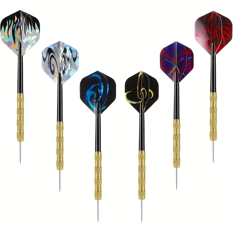 TEMU Juego de 6/12 dardos de de metal, dardos de acero con dorado de 14g, dardos profesionales adecuados para diana, dardos para principiantes y
