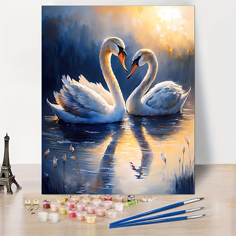 

1pc Painting By Numbers Swan Adult Digital Painting Kit, Acrylic Paint Frameless Decorative Paintings Paint By Number Couple Gifts Suitable For Adult Beginner Enthusiasts 40x50cm/16x20inch