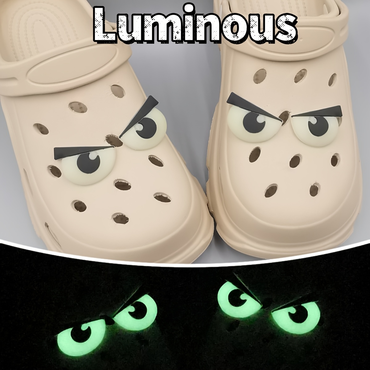 4pcs/set- A Of Cute And Interesting Cartoon Eyes, -in-the-dark Style&ordinary Style, Pvc Material, The Perfect Shoe Decoration, For Christmas, And Party Supplies