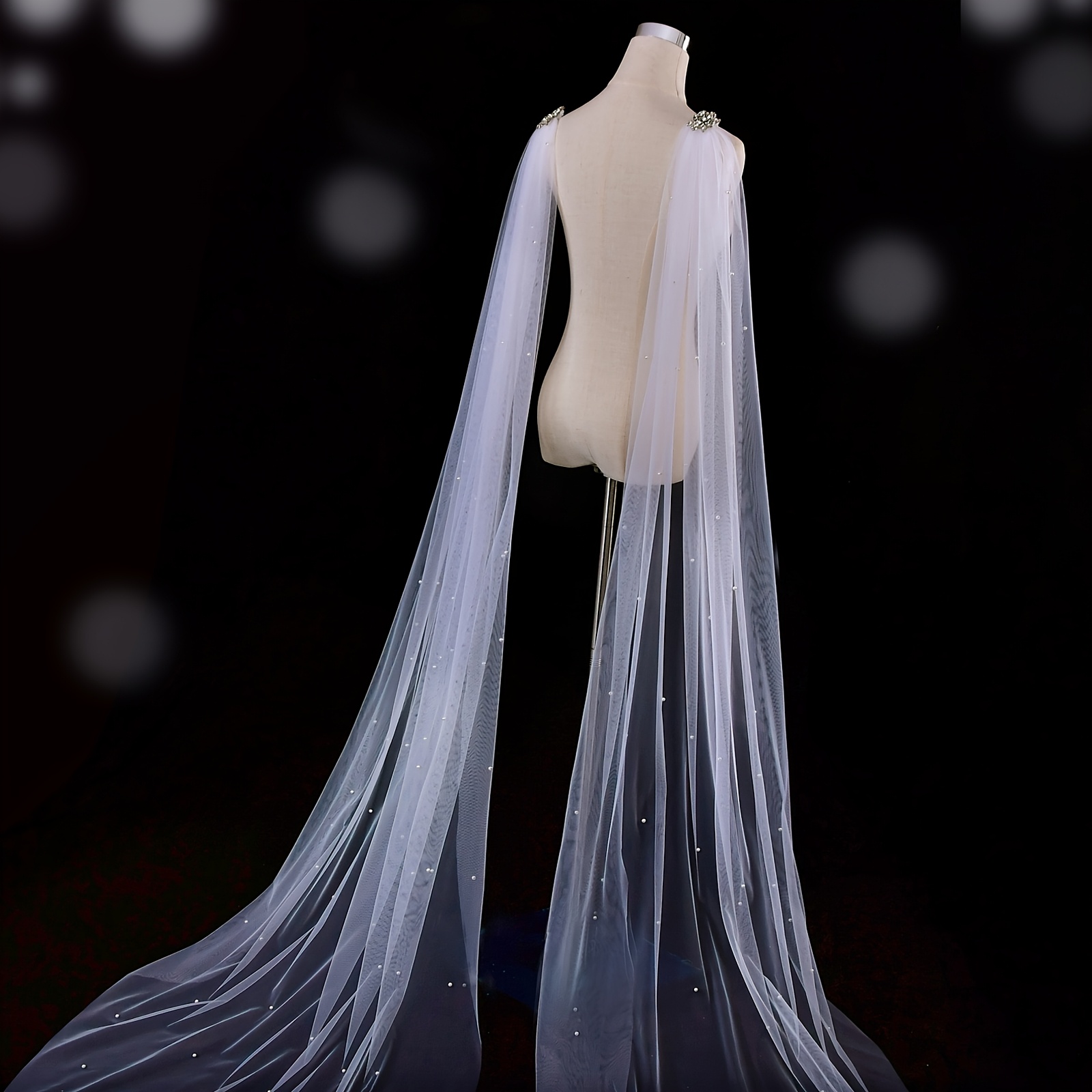 item picture white single layer soft gauze wedding shawls with sparkling   patches for bridal shoulder decoration evening gown additions