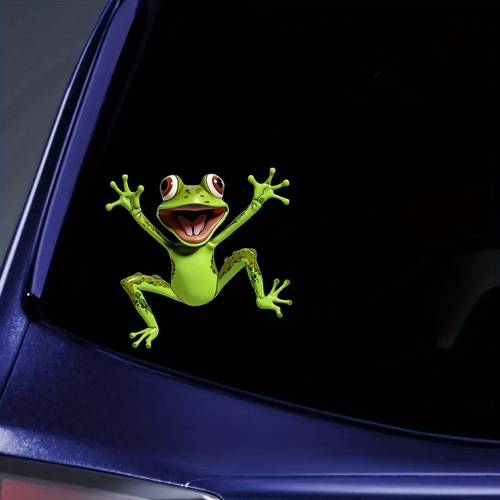 1pc Green Frog Jumping Funny Car Sticker For Laptop Water Bottle Phone Car Truck Van Motorcycle Vehicle Paint Window