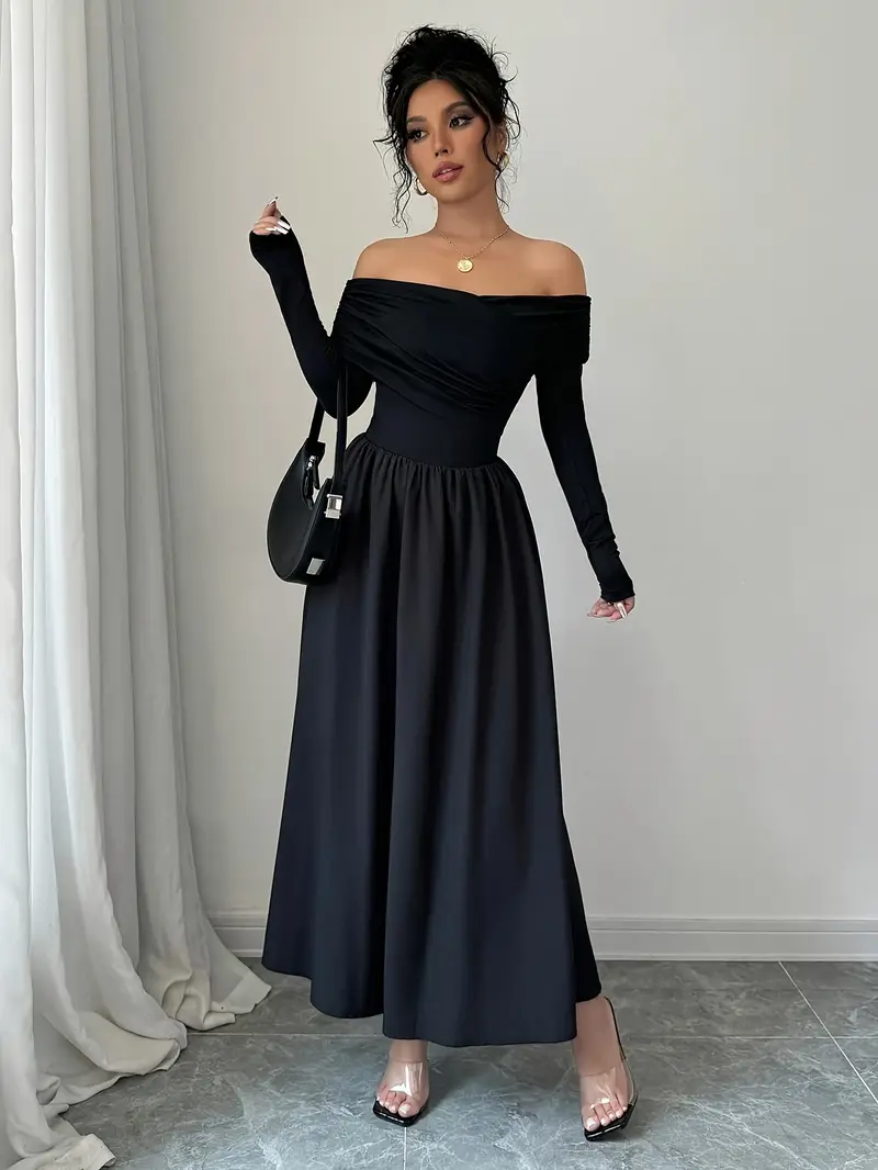 womens fashion elegant shoulder ruched long sleeve dress - Temu Oman womens fashion elegant shoulder ruched long sleeve dress - Temu Oman
