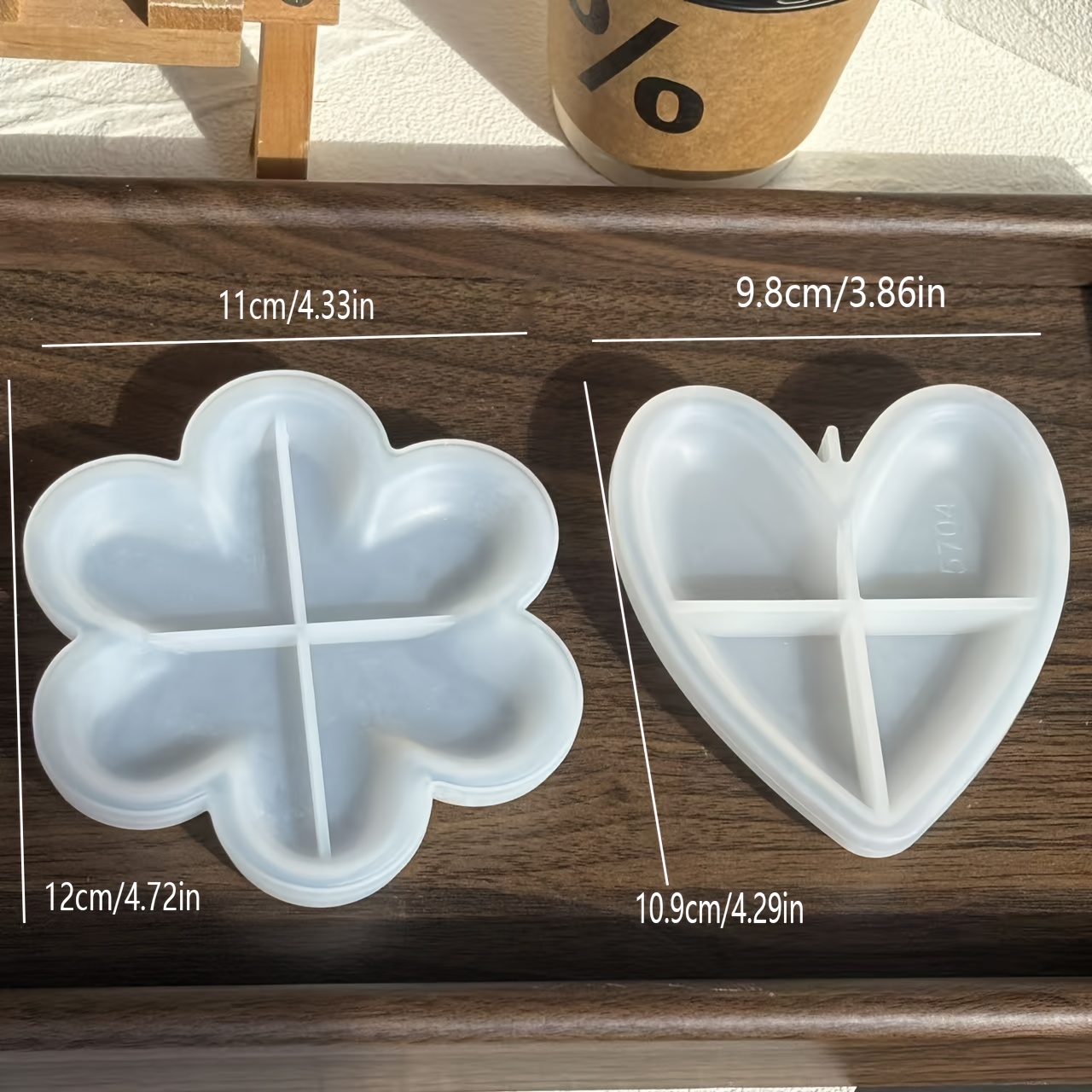 TEMU 2pcs Resin And Silicone Mold Set: Heart-shaped And Petal-shaped Silicone Molds For Epoxy Resin Casting, Jewelry Storage Boxes, Home Decor, And