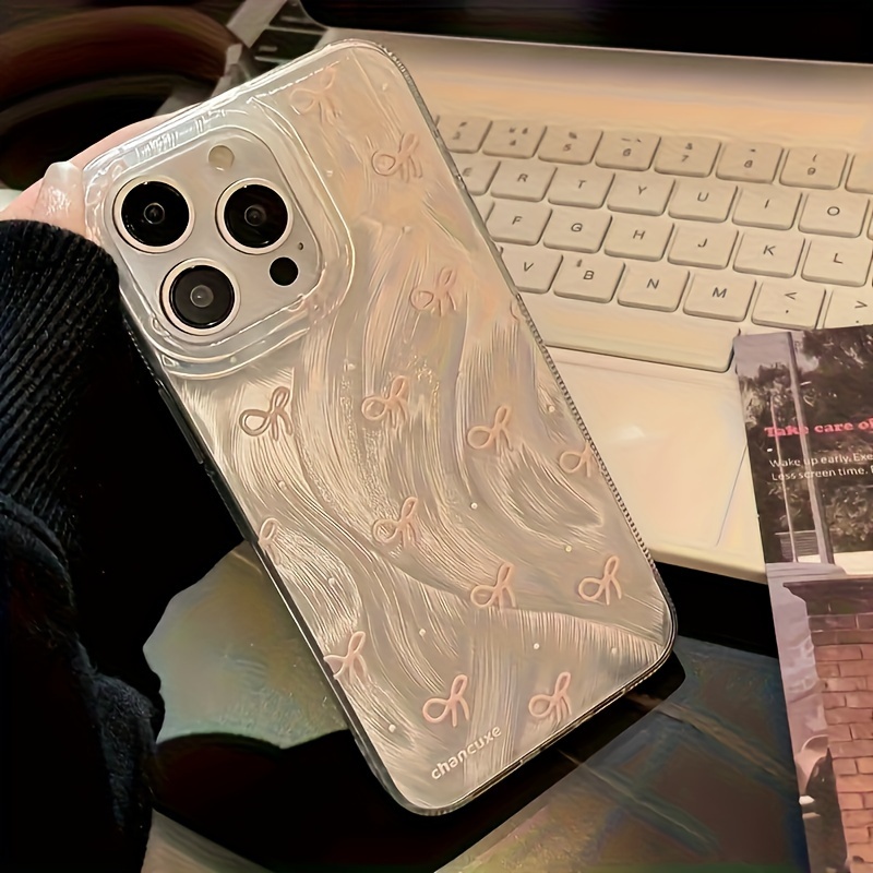 Pink Full-Screen Bow Anti-Fall Mobile Phone Case Suitable for Fashion Avant-Garde People Suitable for Iphone16Promax/15/14Plus/13/12/11 Protective Case