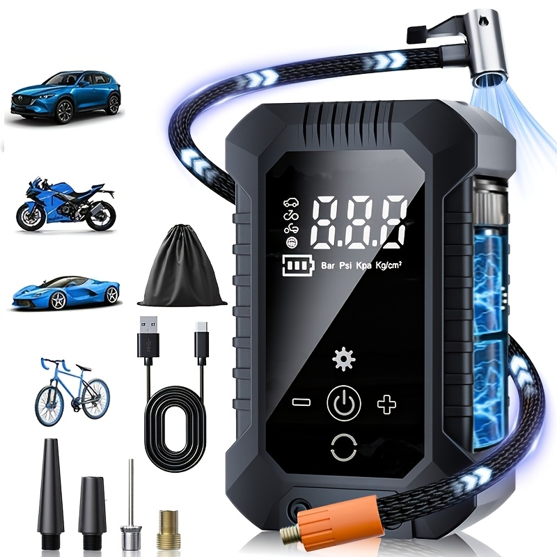 TEMU Multi Functional Inflation Pump Air Compressor, Portable Mini Tire Inflation Pump, Handheld Cordless Usb Charging, 5x Inflation, With Digital