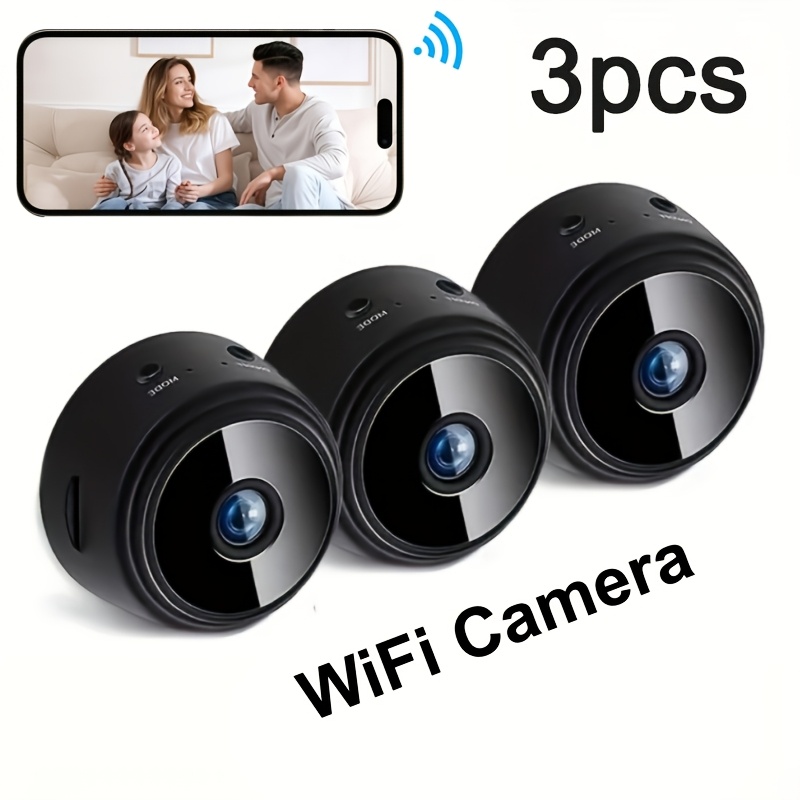 TEMU 3/6pcs Compact Wifi Surveillance Camera With Night Vision & Motion Detection - 2.4ghz Wifi, 150° Wide-angle, Cloud/sd Storage Indoor Wireless