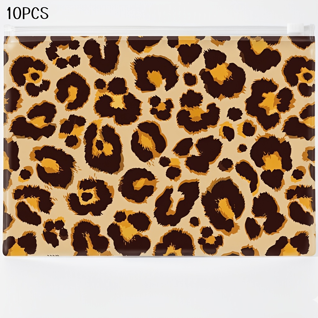 TEMU 10pcs Pack High Quality Leopard Print Makeup Bags Suitable For , Zippered Travel Cosmetic Organizers With High Quality Toiletry Storage Pouches,