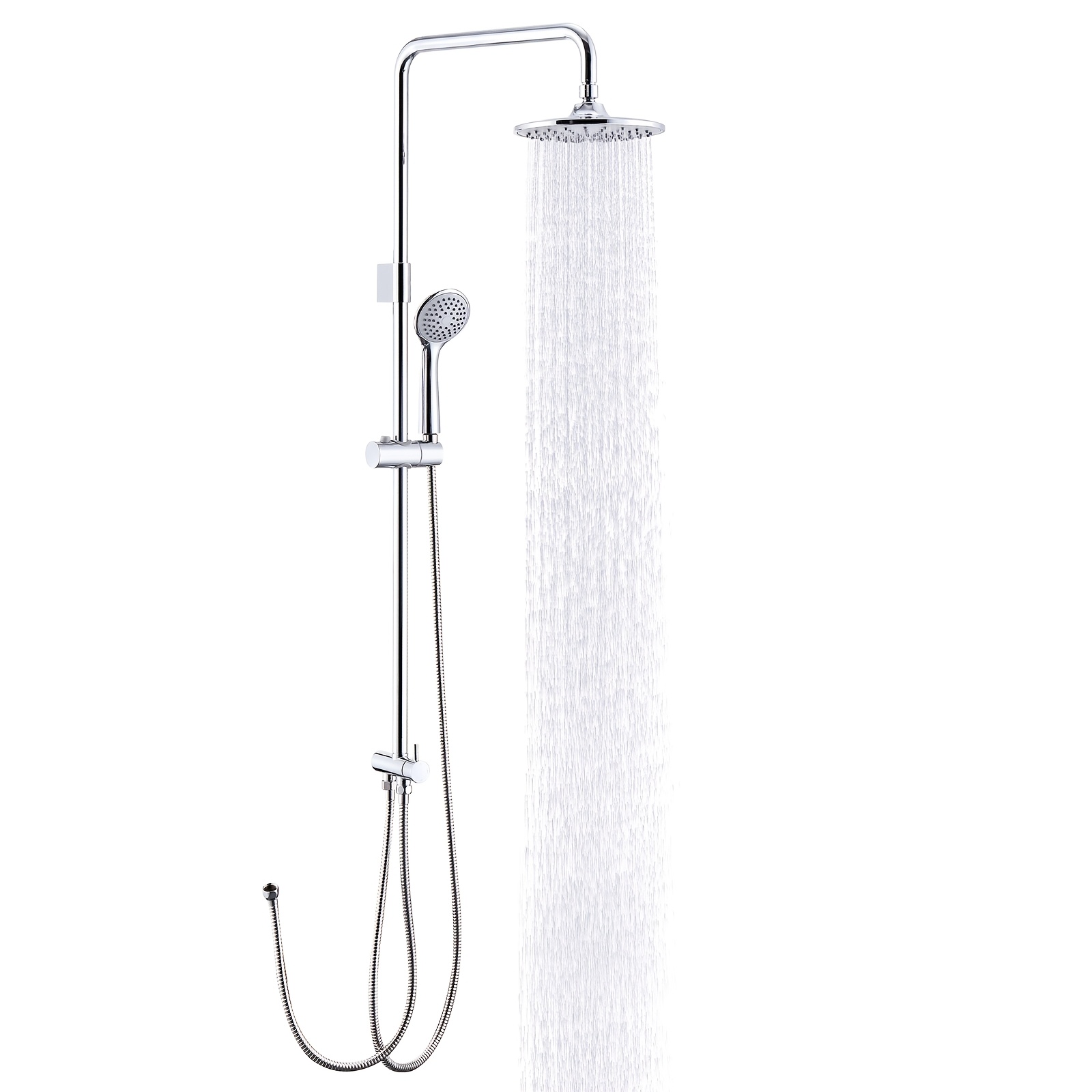 Shower System, Non-thermostatic Shower Set, Without Faucet, Round Shower, Handheld, Stainless Steel Material, Chrome Plated