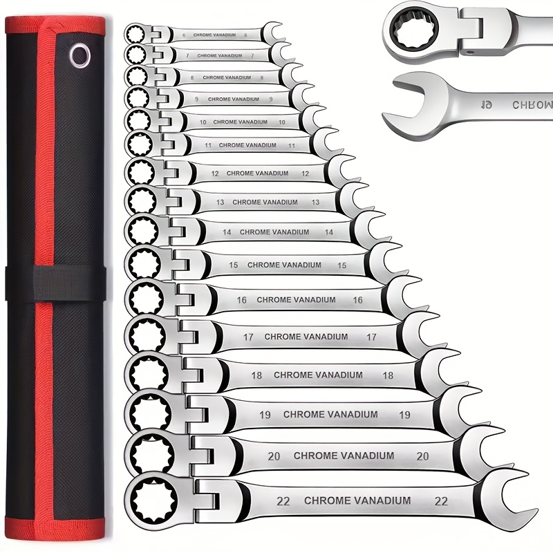 

8-piece Cloth Hardware Tools Movable Head Ratchet Wrench Set