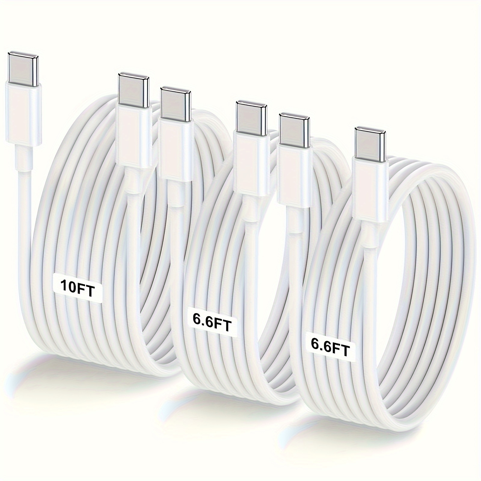 

3pcs [6.6ft+6.6ft+10ft] 60w Usb C To Usb C Cable, Type C To Type C Cable, Fast Charging Cable For Iphone 15/plus//pro Max, For S23 S22, , Macbook Air And More