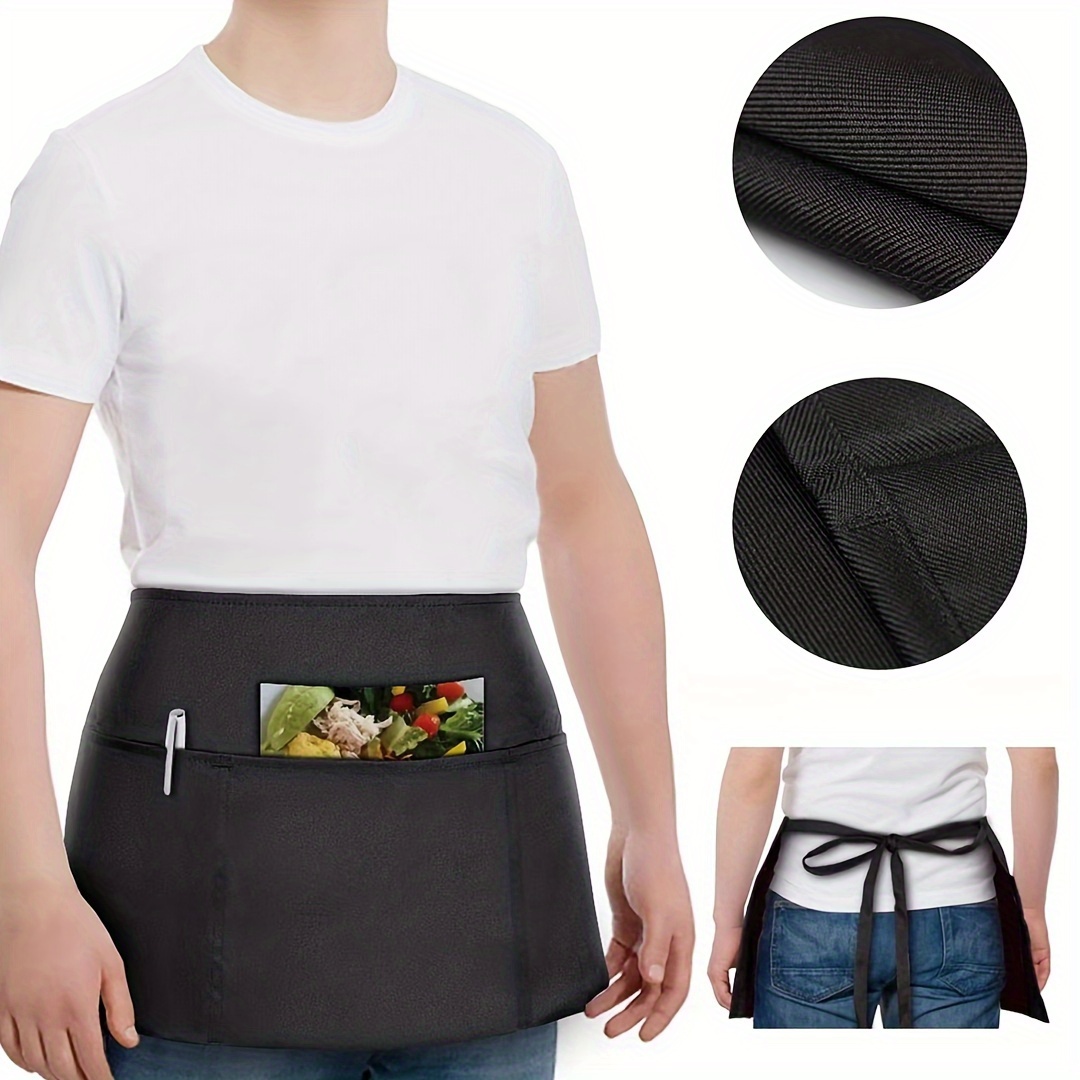 Polyester Waitress Apron Pockets Uncharged Chef Half Waist