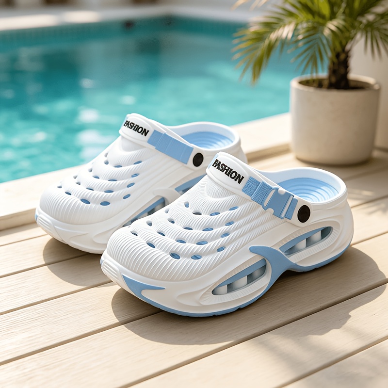 TEMU Women's Breathable Two-wear Hole Shoes With Hollowed-out Design. Suitable For Daily Commuting And Streetwear. Anti-slip Thick Soles With