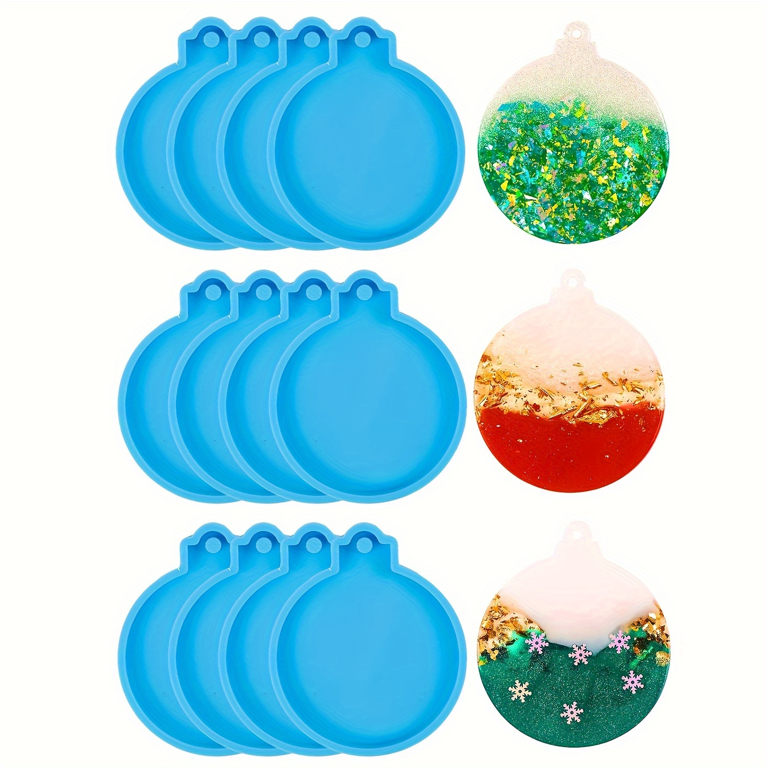 

12pcs Molds - Epoxy Molds For Diy , Keychains & Pendants, 7x8.3cm, , , Hanging Holes, For Christmas Decorations / , For & Diy Enthusiasts