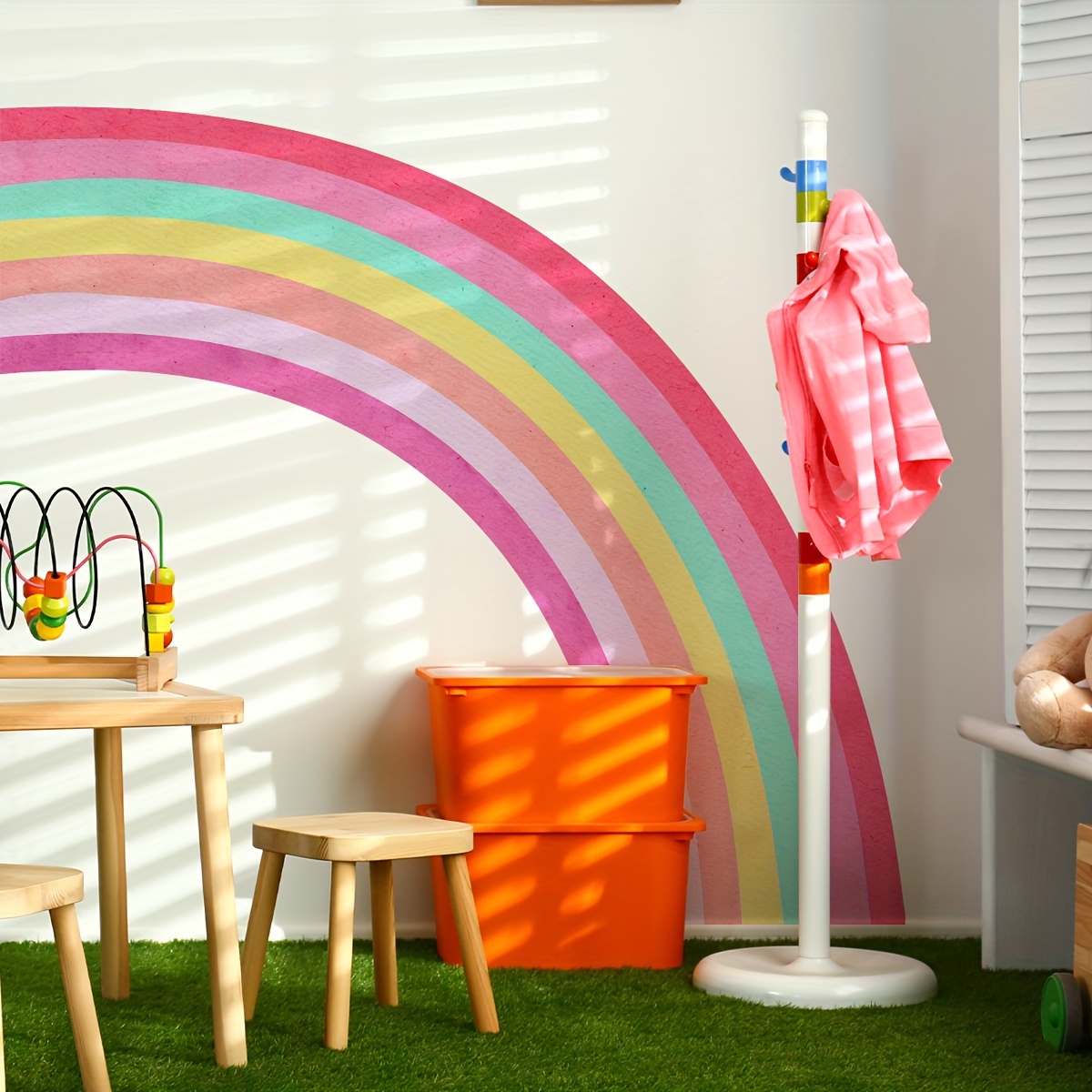 

4pc New Large Rainbow Decorative Wall Stickers, Living Room Background Wall Stickers, Self-adhesive Girl Bedroom Wall Stickers, Beautify Your Home With This Rainbow Sticker