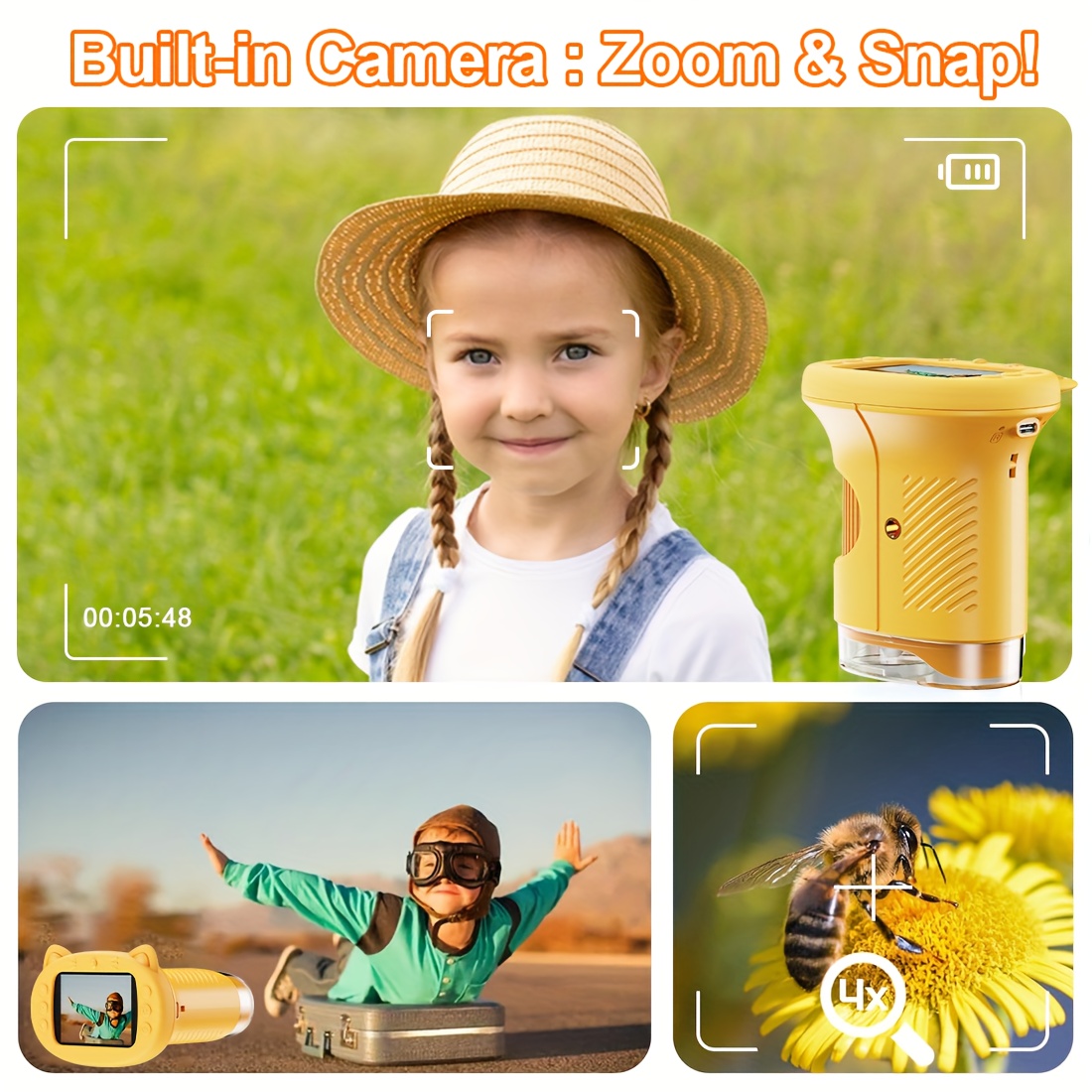  usb microscope 2 4 inch ips screen handheld digital microscope back to school gift high definition pocket portable mini kids microscope camera compatible with pc cute science educational suitable for children and students aged 3 christmas and birthday present Product details 3