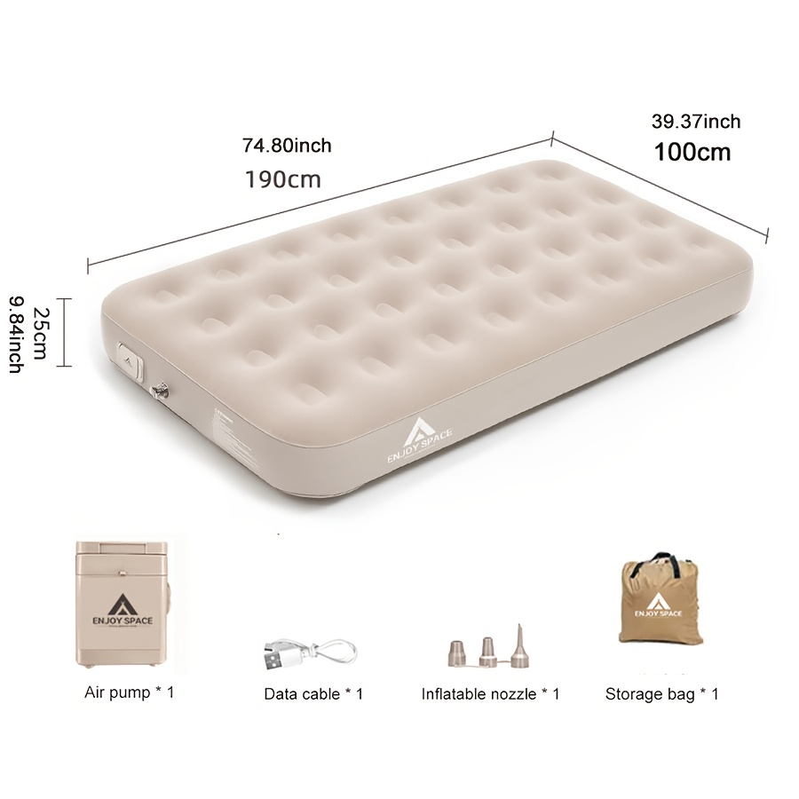 TEMU 1pc Outdoor Inflatable Bed Sleeping Pad, Camping Tent Automatic Air Mattress For Home Use, Home Guest Bed, Outdoor Sleeping Pad, Easy Setup, ,