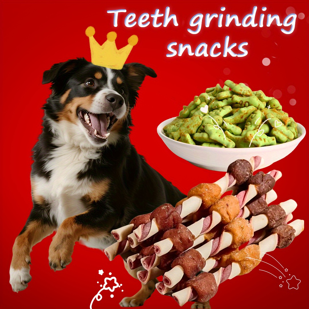 TEMU 0.4lb/1lb Three-flavor Grilled Dog Treats, , Cleans Teeth, Strengthens Bones, Eliminates Bad Breath, Multiple Flavors In 1 Treat, Suitable For Adult Dogs And Puppies, Pet Reward Treat