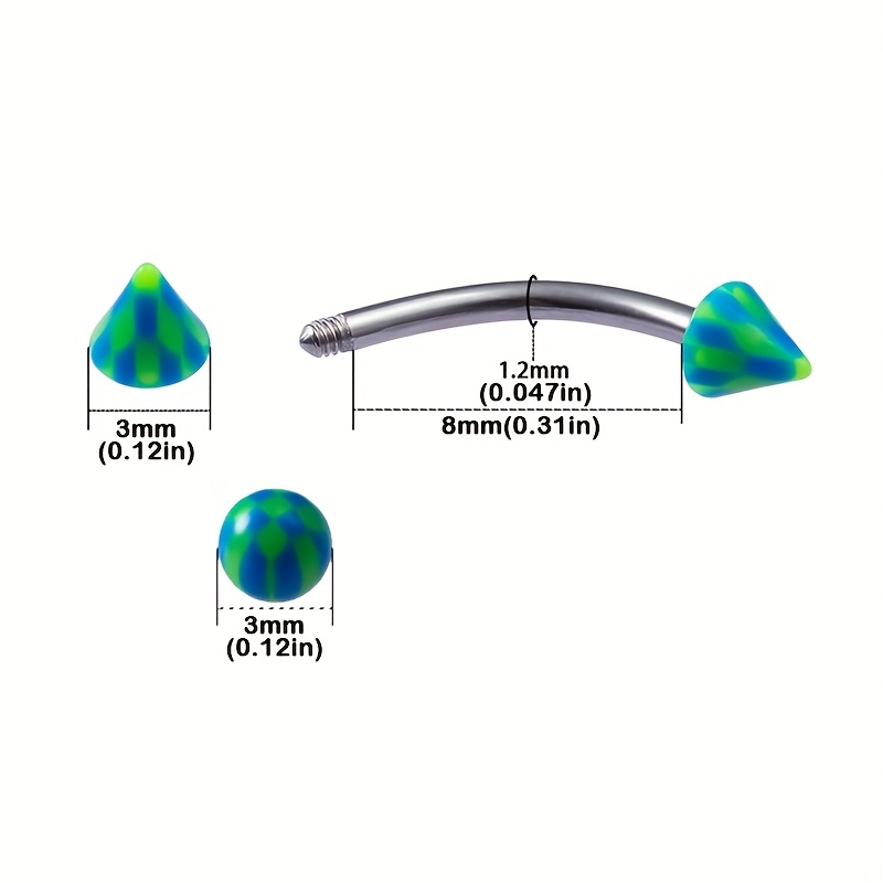 10pcs Acrylic Eyebrow Ring Stud Earrings, Body Jewelry