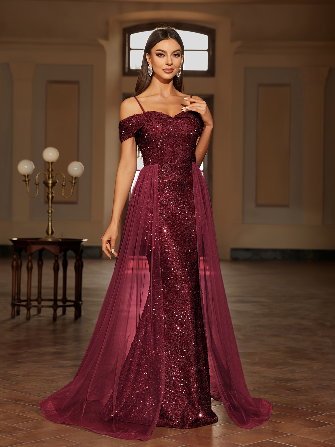 vestido tul hombros descubiertos elegante estiloso vestido Temu