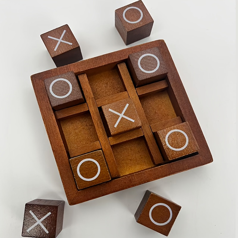 Classic Wooden Cross XO Game Set with 9 Building Blocks And a Base - Perfect for Family Gaming Nights And Home Decor | Suitable for Coffee Tables, Living Rooms, Christmas And New Year Gifts