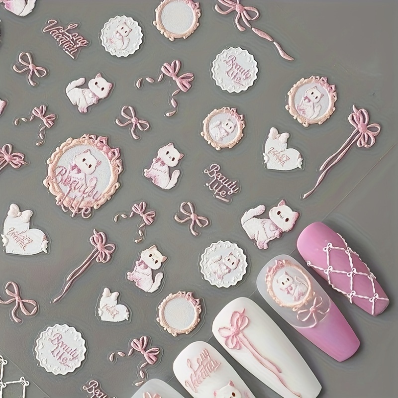 

5d Embossed Nail Art Stickers, Self Adhesive Nail Art Decals For Nail Art Decoration, Nail Art Supplies For Women And Girls