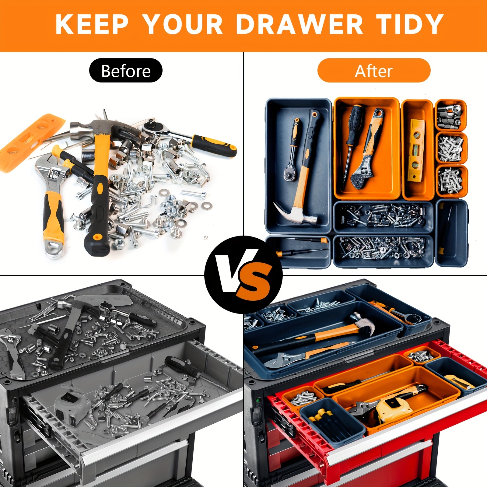45 Pack Tool Box Organizer Tool Tray Dividers Toolbox Drawer