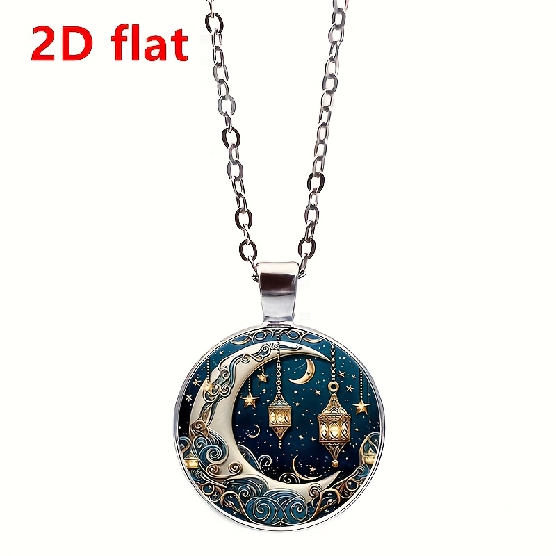 2d Flat, 1pc Celestial Necklace - Alloy & Glass Pendant Chain, & Jewelry For , Wedding Birthday Gift, Minimalist Elegant For - Wear () - Diy Or Purchase Suitable For Weddings, Birthdays