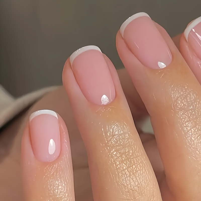 24pcs Of Short Simple Nude Press-on False Nails For Daily Wear