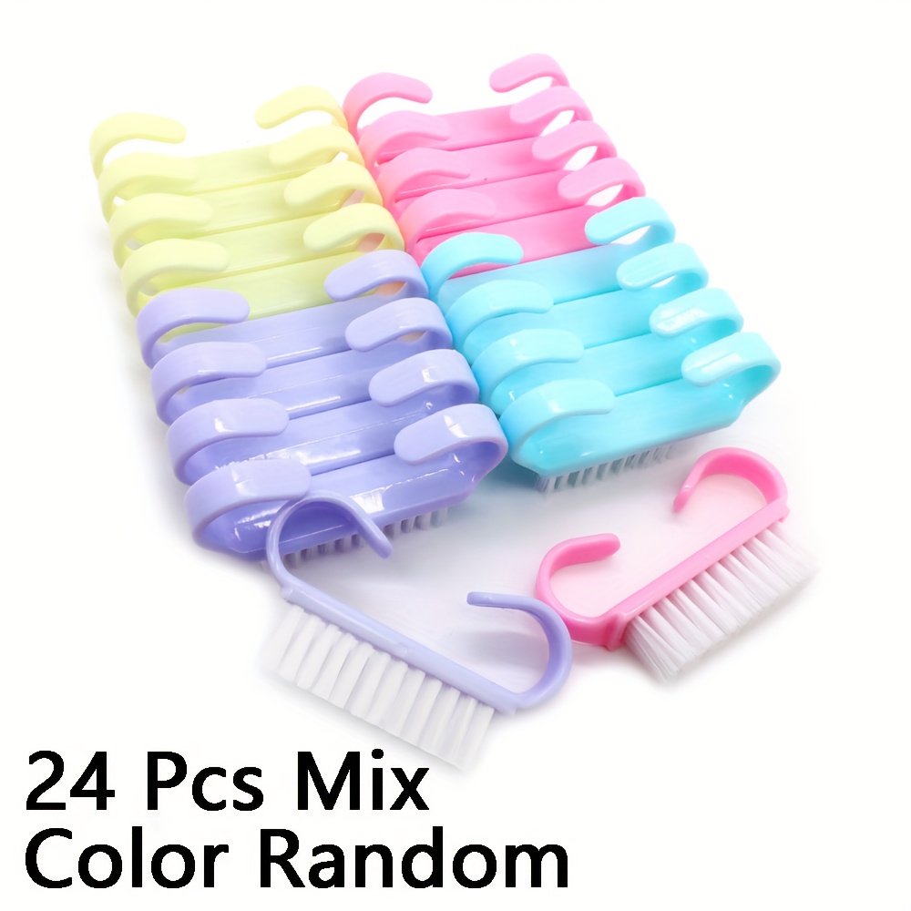 TEMU 24 piezas de cepillo de uñas con mango, cepillo de uñas para de manos, cepillos de uñas, limpiador de cepillo para uñas de , pedicura para uñas
