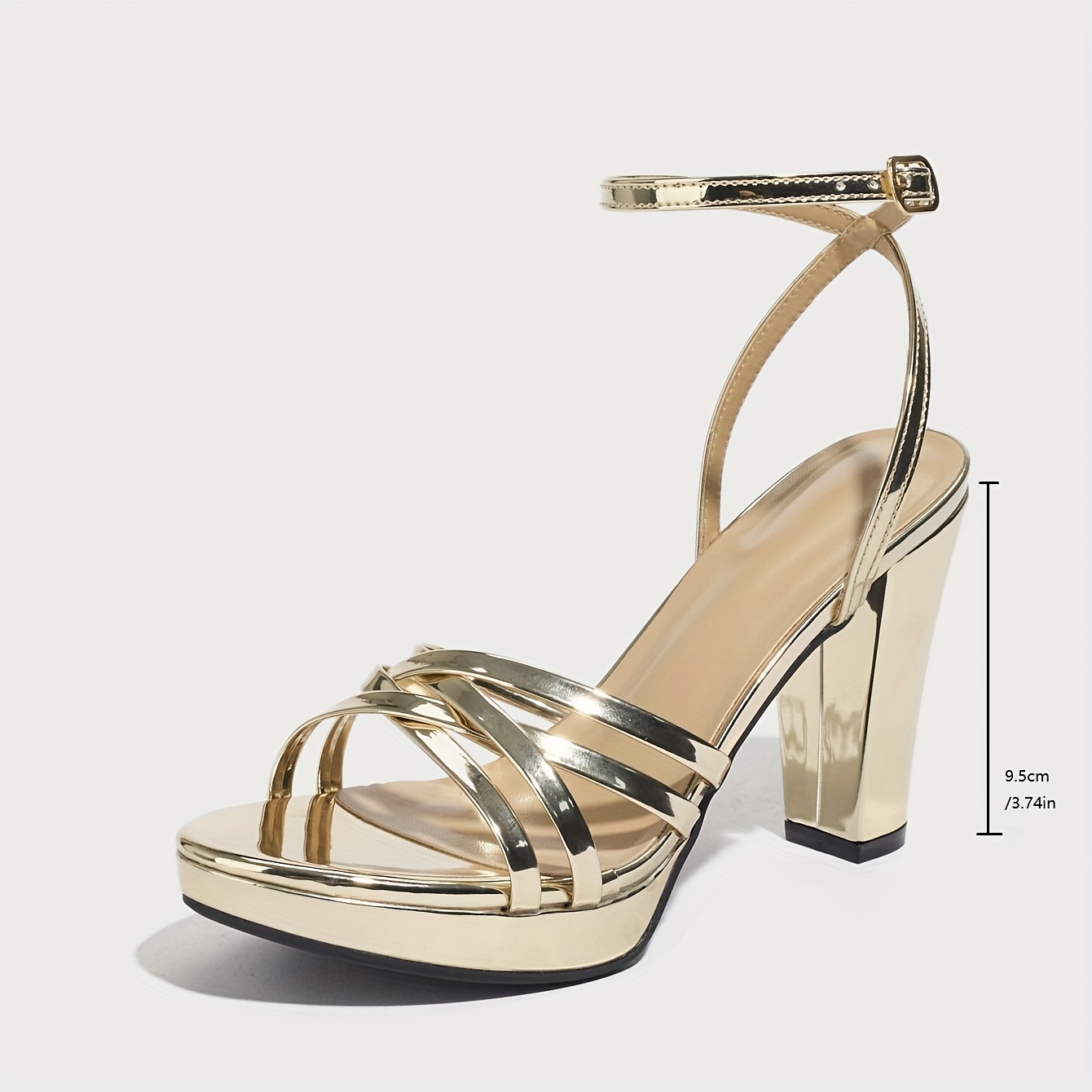 Women's High Heel Sandals with Multiple Straps and Chunky Heel
