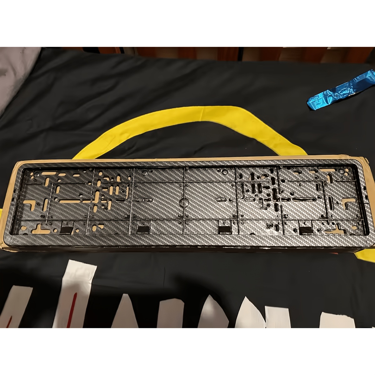 TEMU Eu Standard Car License Plate Frame Carbon Style 1pc, 52 X 11cm License Plate Holder (not Applicable For Austria/sweden/croatia/czech Republic