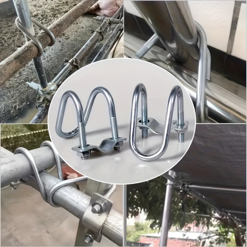 

4pcs U-shaped Clamps For Greenhouses - Metal , Steel & Round Pipes