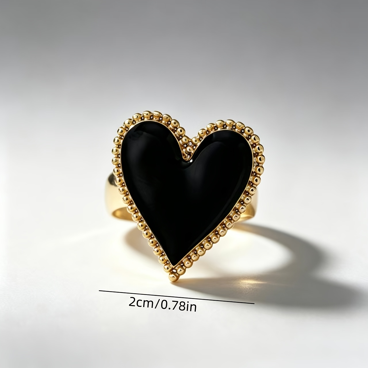 Retro Romantic Elegant Black Dripping Heart Ring