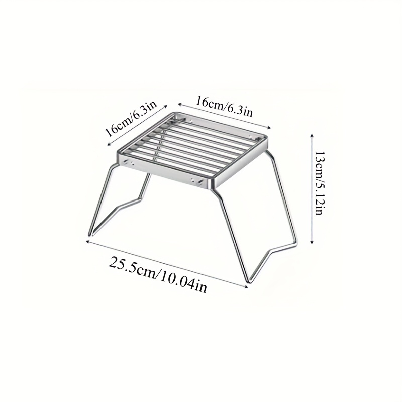 TEMU Stainless Steel Portable Camping Outdoor Grill, Foldable Grill Rack, Suitable For Outdoor Camping, Picnics, And Fishing, Non-contact With Food