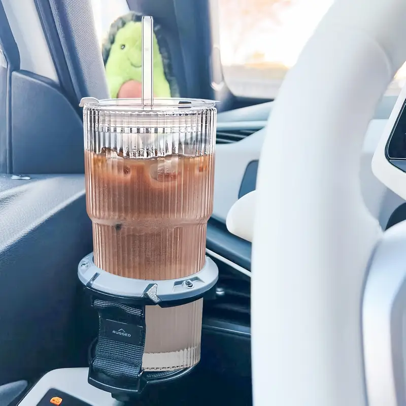 glassware set of 2 600ml 20oz ribbed glass barrel with lid and glass straw thickened glass iced coffee smoothies cocktails and juices elegant and durable beverage Product details 1