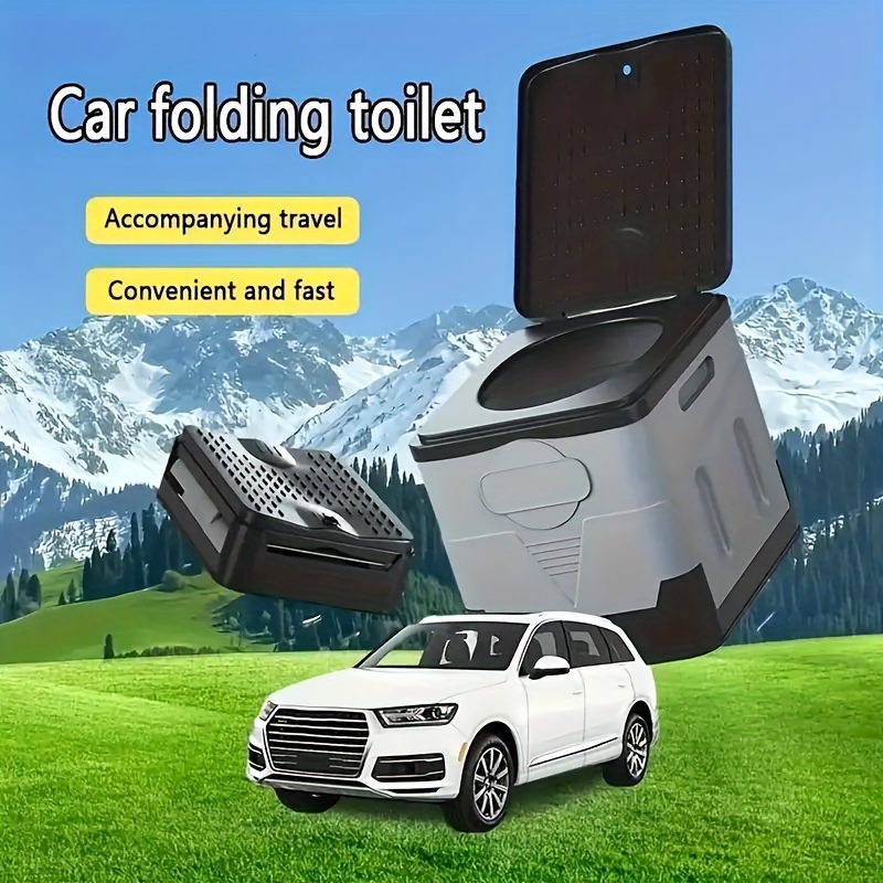 

Portable Car Toilet, Pp Material, Foldable Design, With Lid And Drain Hole, For Travel And Outdoor Activities, Vehicle Hygiene | Compact Toilet |