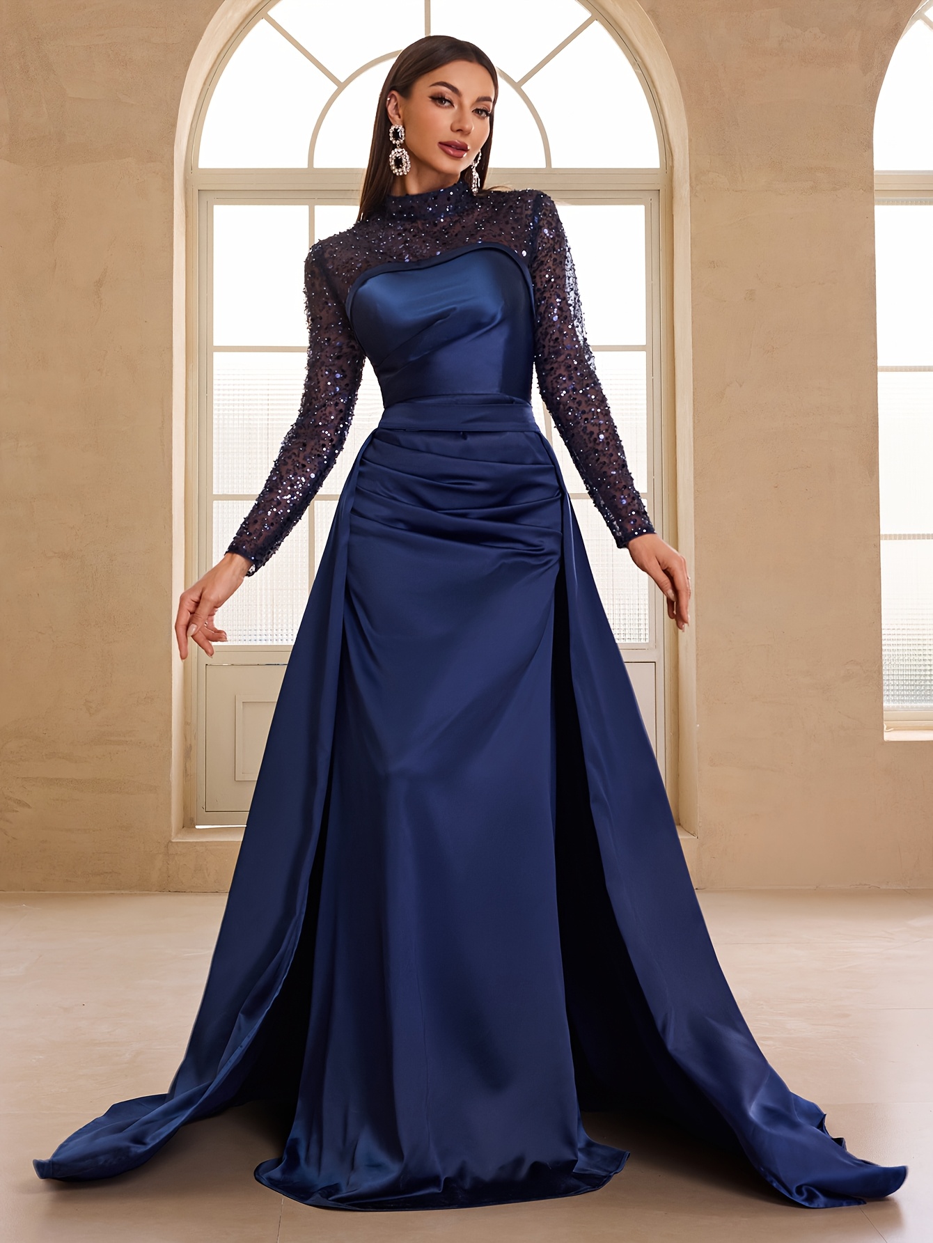 chinese dress ladies Long Sleeve Formal Dress Evening Gown – The Dress Outlet main image 1
