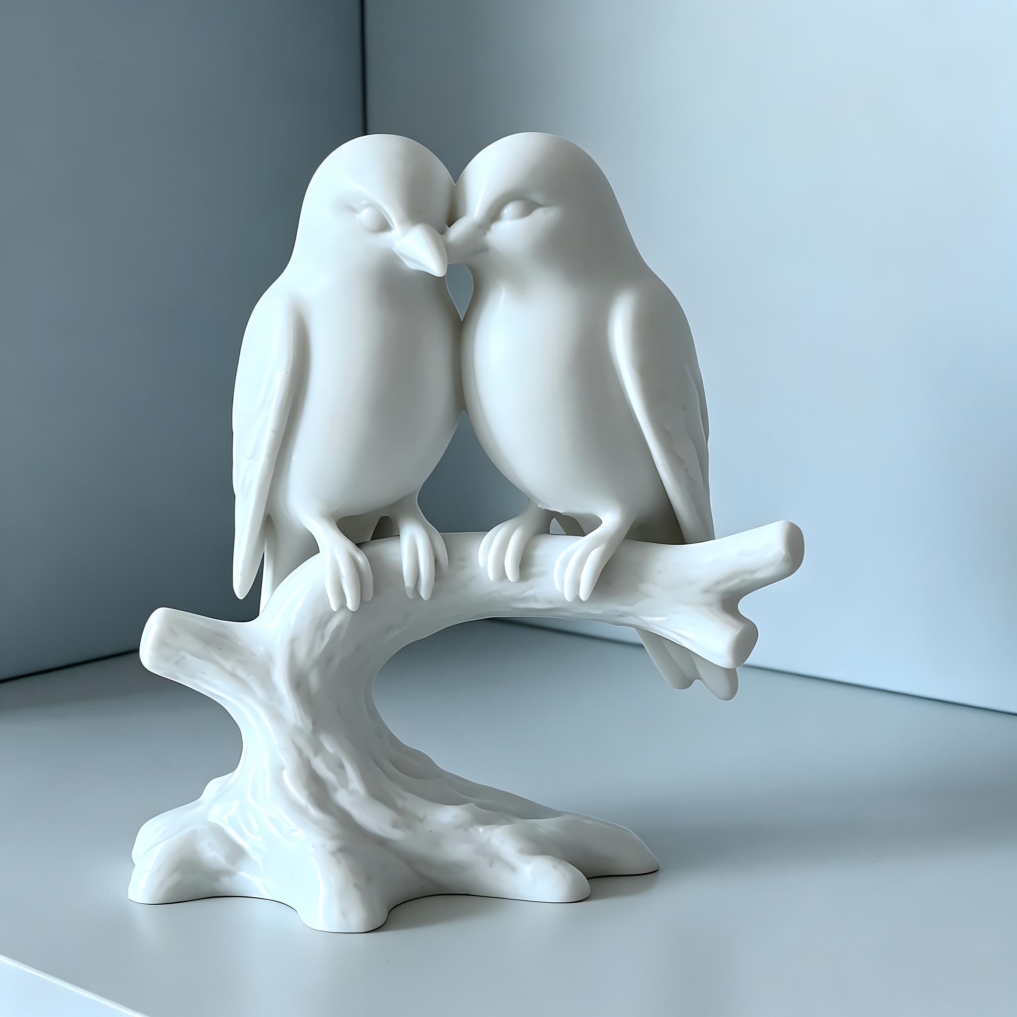 TEMU Pair Of Birds On Branch Sculpture Ornament - Modern Minimalist Love-themed Plastic Figurine Suitable For / Decor, Elegant Bird Statue For