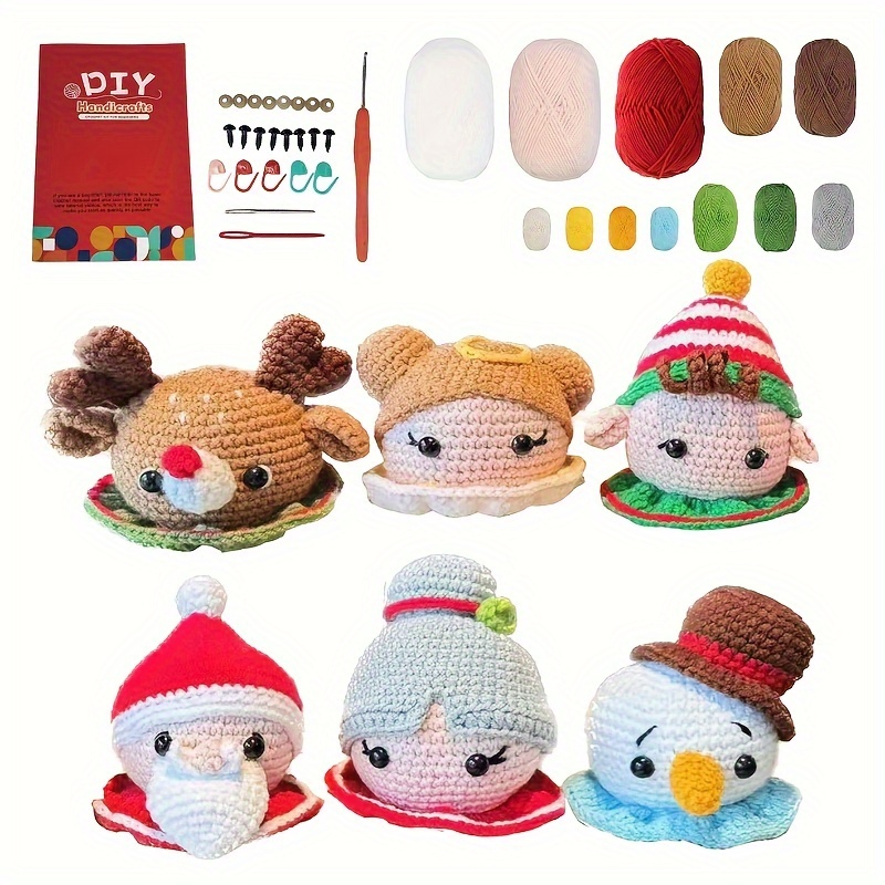 

6- Beginner Crochet Kit Diy Christmas Doll Knitting Set , & Tutorial - For Diy Enthusiasts, For Christmas &