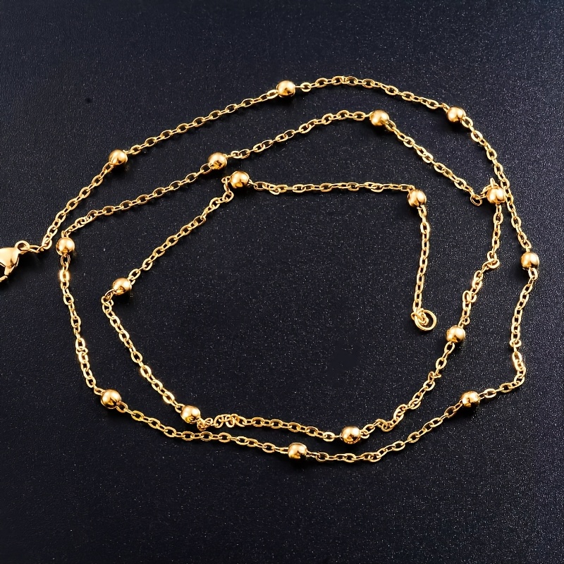 E-shop Damen 18K vergoldete goldene Perlenkette, modische schlichte Edelstahl-Clip-Perlenkette, Schlüsselbeinkette, und einfach, vier verschiedene