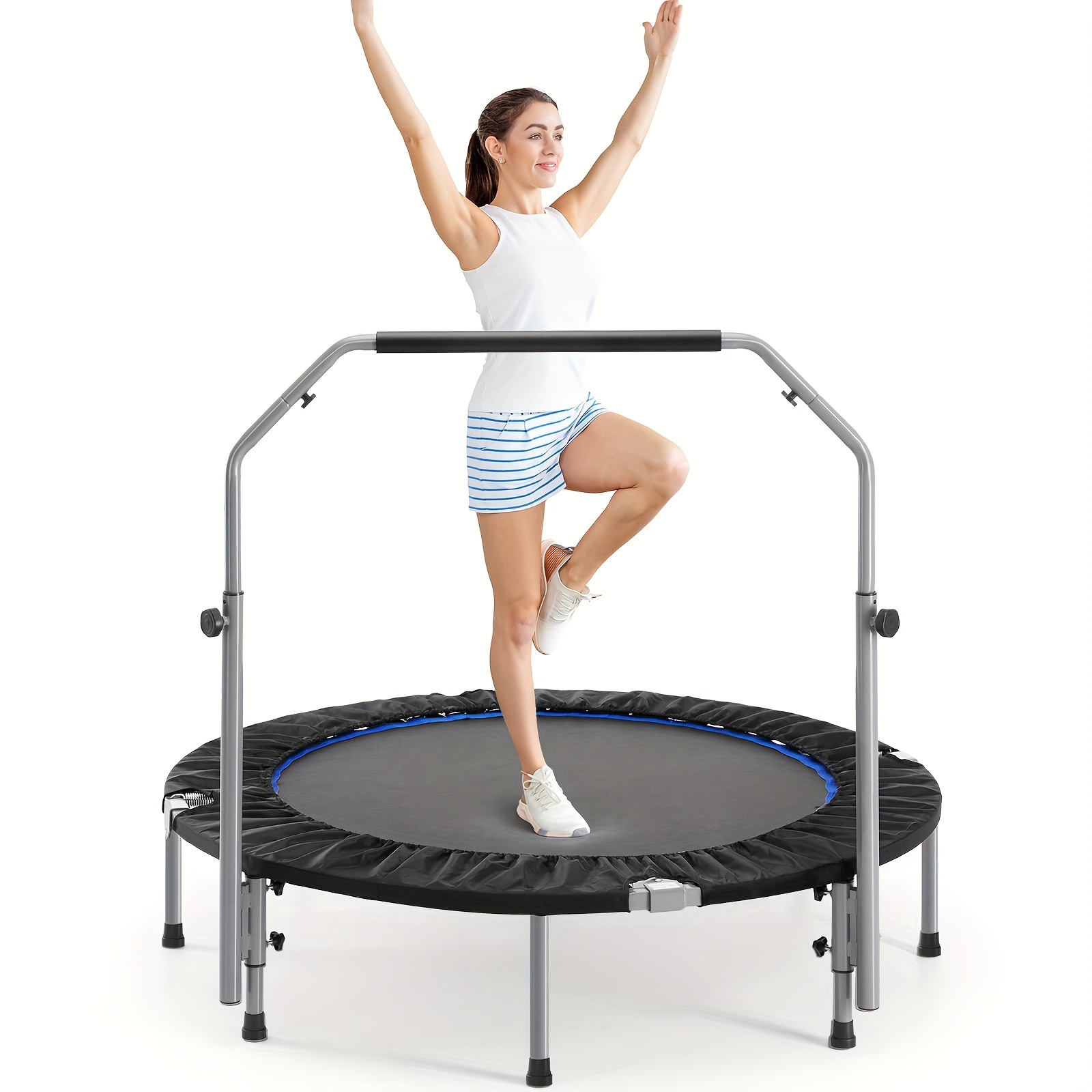 

Smug Load Capacity 330lbs/440lbs, 40/48" Foldable Mini Trampoline, Fitness Rebounder With Adjustable Foam Handle, Exercise Trampoline For Adults Indoor/garden Workout