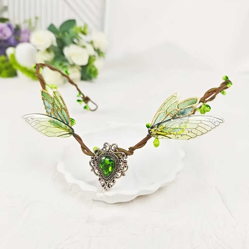 TEMU Bandeau Fée Papillon - Élastique à Cheveux Elfe, Style Forêt - Convient pour Jeux de Rôle, Masqués et Spectacles. du Ruban est Aléatoire