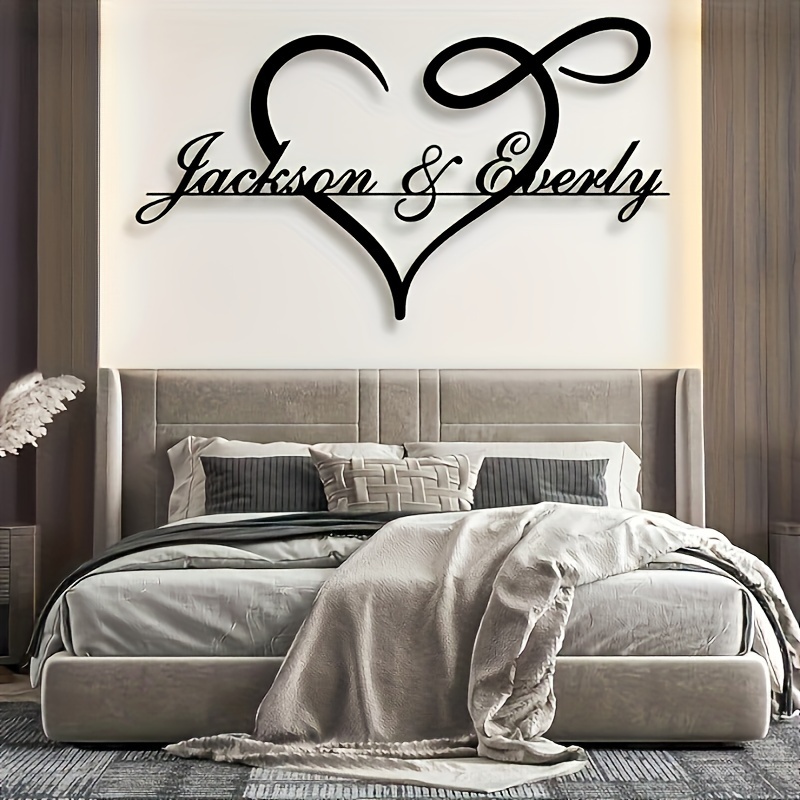 

Custom Infinity Heart Metal Wall Art - Personalized Love Symbol Decor, Removable Home & Bedroom Accent, Gift For Couples