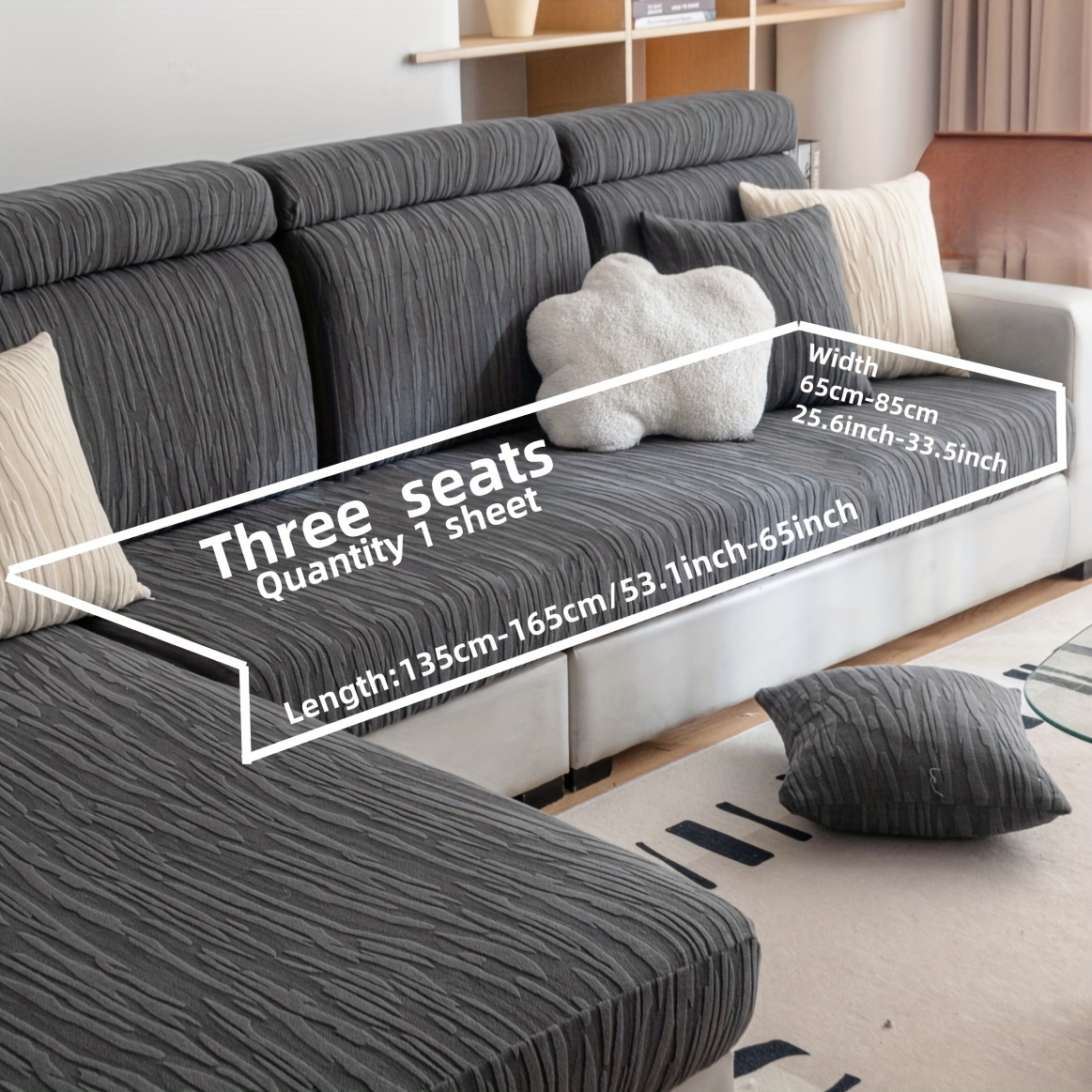 Image of 1pc Fancy Leaf Rebound Sofa Cover, Universal Non-slip Seat Cover, Separate Seat Protector, Backrest Cover, Seat Cover