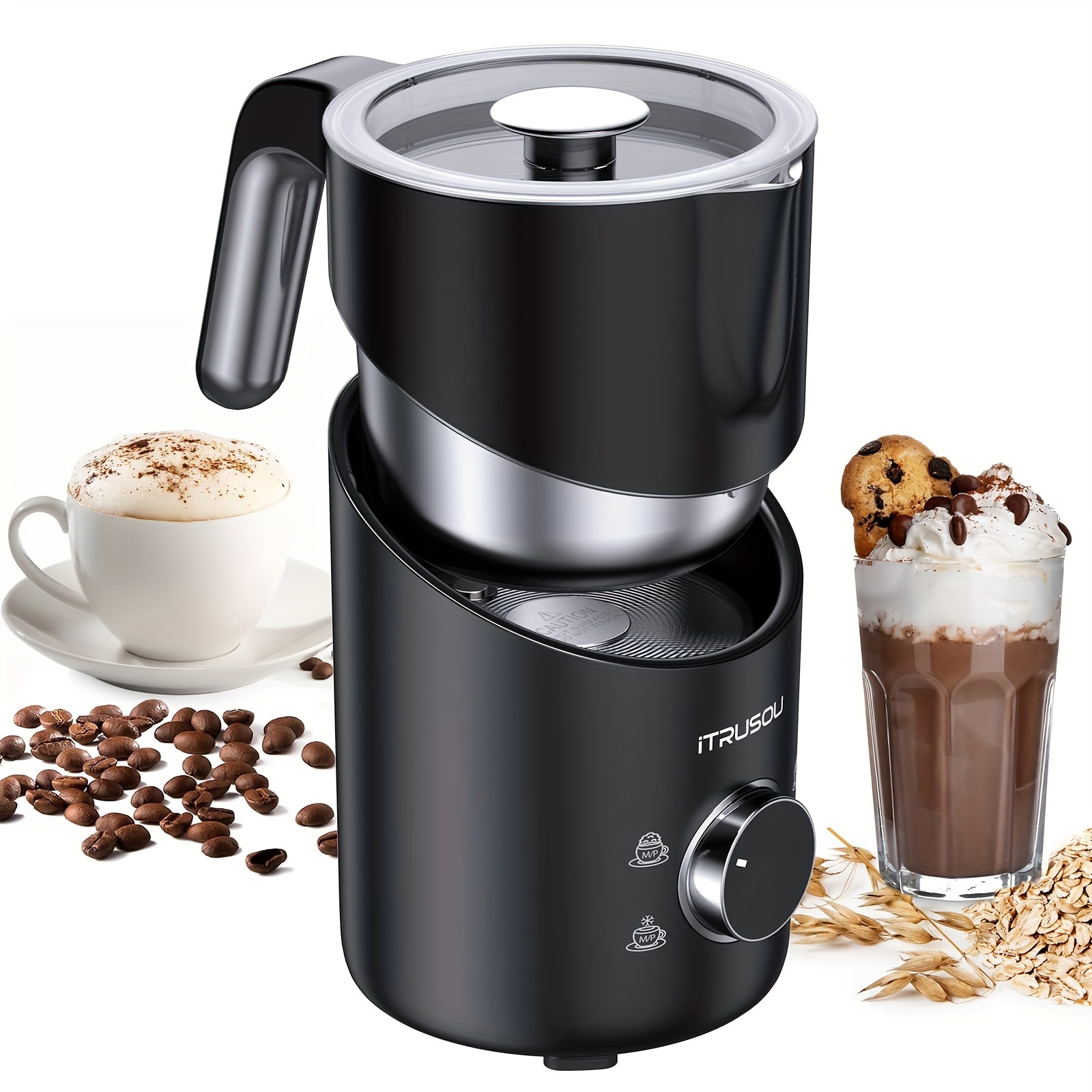 

Milk Frother, Electric Milk Steamer, Coffee Frother, 8-in-1 Automatic Hot And Cold Milk Frother, Cup Base Detachable Design, Dishwasher Safe, Suitable For Coffee, Latte, Cappuccino, Hot Chocolate