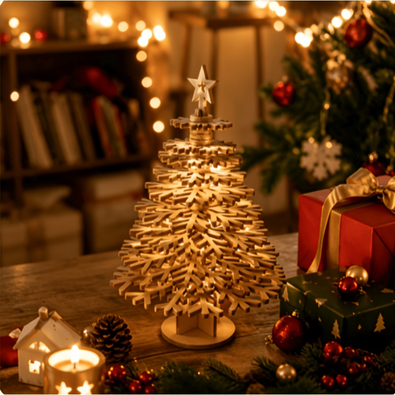 3D Christmas Tree, Wood-like Art Model Puzzle