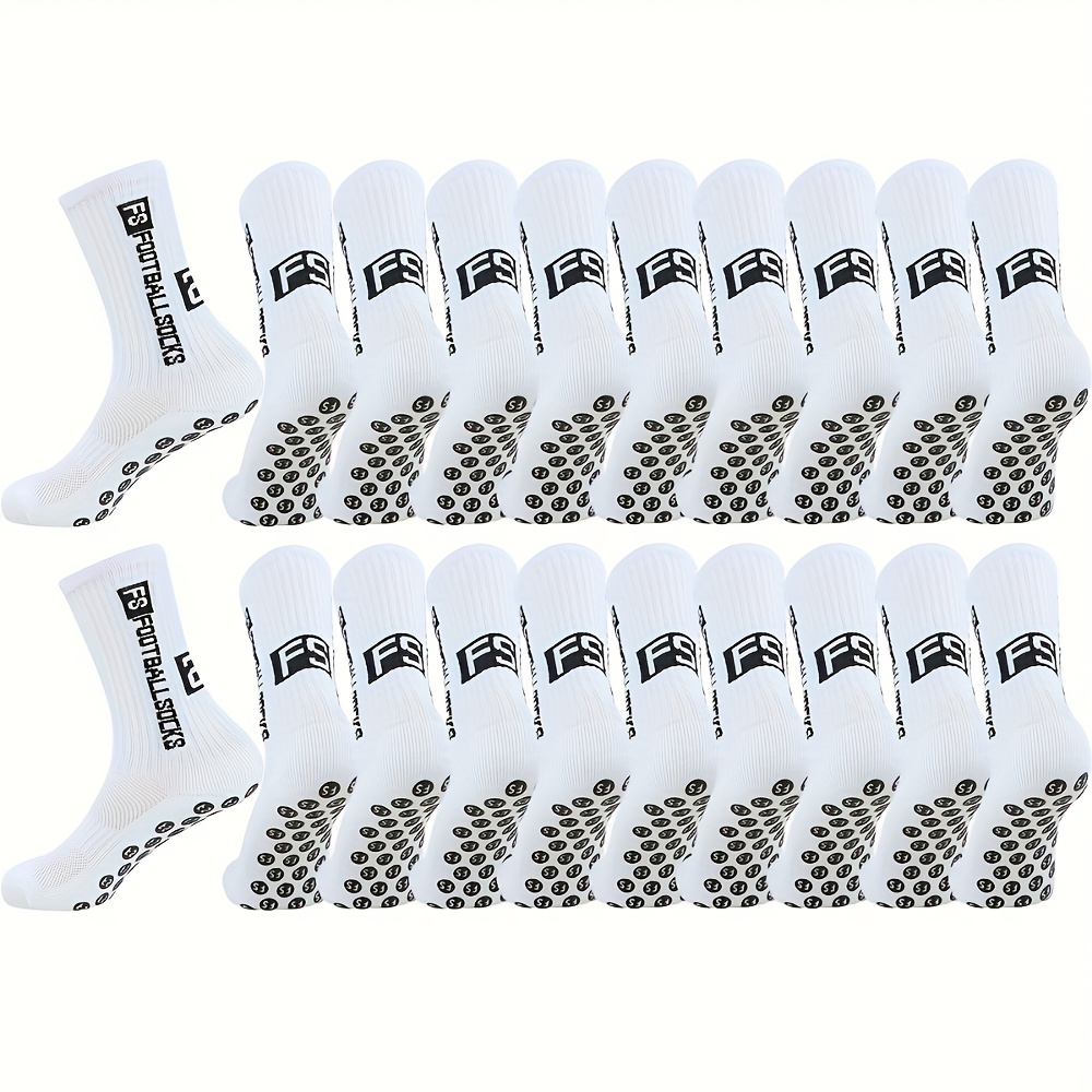 Image of 5/10pairs Of Unisex Non-slip Athletic Socks With Striped Design And Reinforced Heels - Breathable And Moisture-wicking For Football, Basketball, Cycling, Running, And - Machine Washable (white/black)