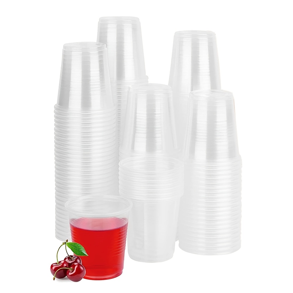 100 Stück durchsichtige Plastikbecher, 3/5/7/9oz Einweg-Trinkbecher, Plastik-Partybecher für Geburtstagsfeiern, Picknicks, Zeremonien alle Anlässe