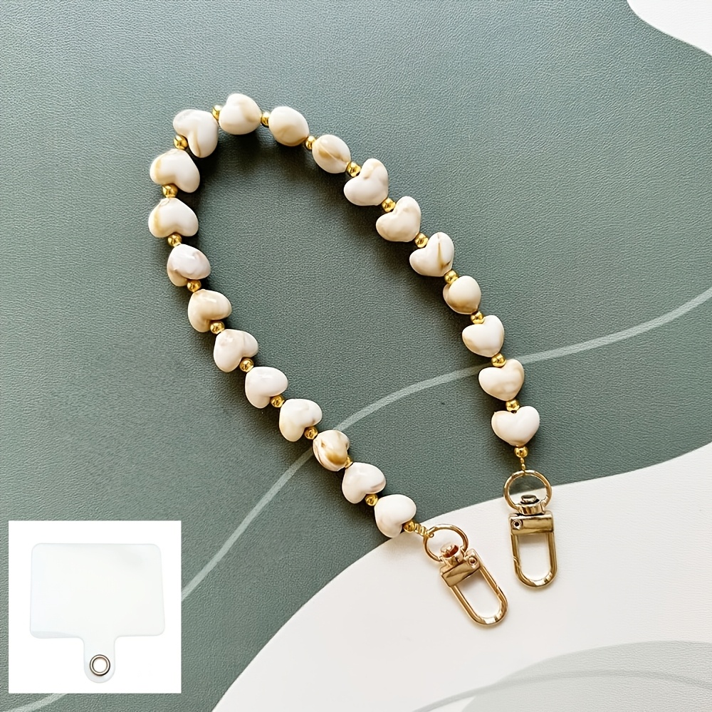 TEMU 1 High-end Heart Beaded Phone Charm, In 6 Colors. A Simple, Exquisite, And Multifunctional Phone Charm, Suitable As A Delicate Gift For Or